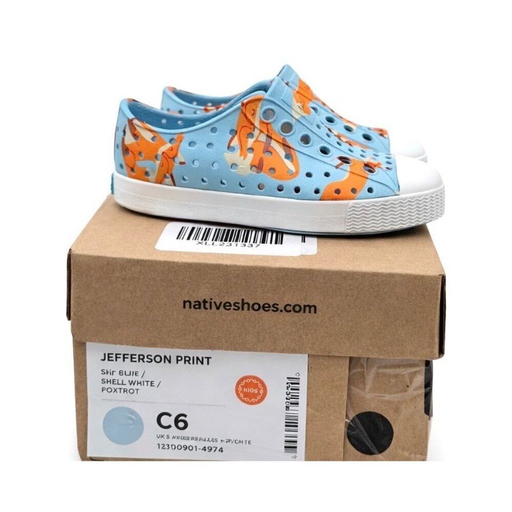 Native Jefferson Toddler Water Shoes C6 Sky Blue Foxtrot Fox EVA Lightweight